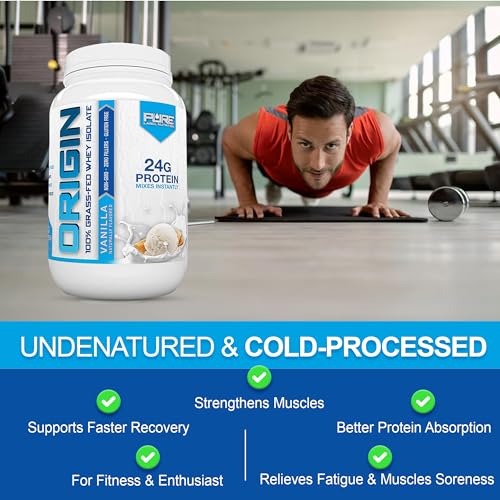 Pure Label Nutrition 100% Grass Fed Protein Isolate-Vanilla, Keto, Low Carb-2lbs