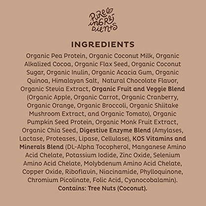 KOS Vegan Protein Powder Erythritol Free, Chocolate - Organic Pea Protein Blend
