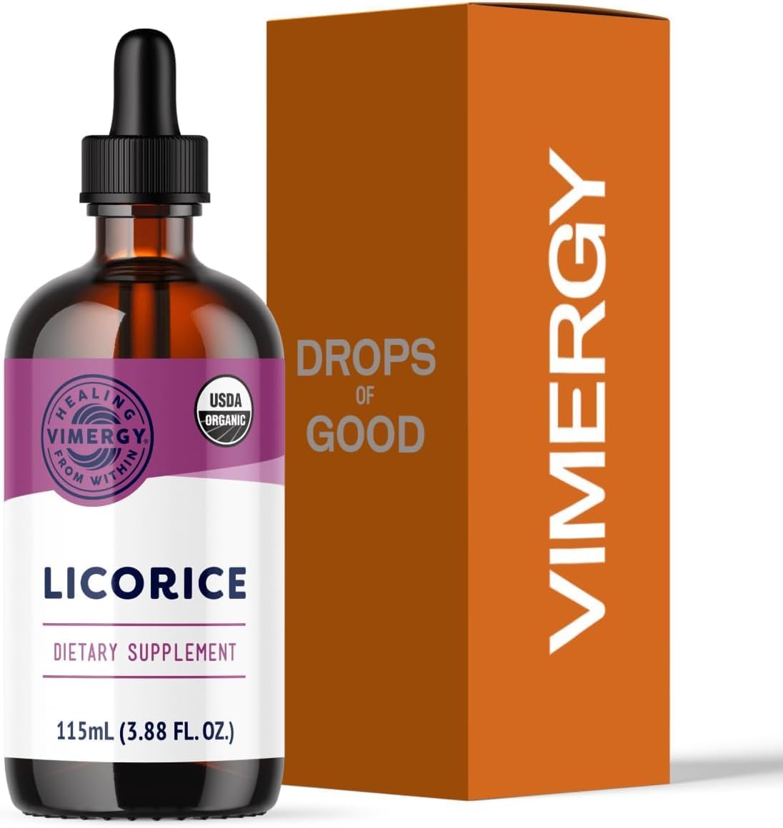 Vimergy Licorice – Promotes Digestive Function* 57 2mL (50-58 Drops) Servings (200mg Extract Per Serving) – Benefits Respiratory Health* – USDA Organic, Vegan, Gluten-Free – 115 mL