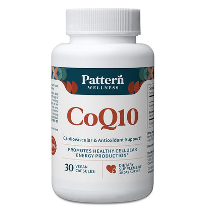 Pattern Wellness CoQ10 – 200mg Ubiquinone with BioPerine® Black Pepper Extract – Cellular Energy & Vitality Support – Non-GMO – 30 Vegan Capsules*