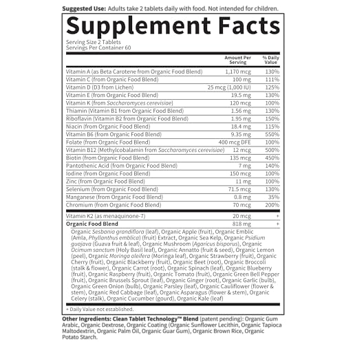 Garden of Life Organics Whole Food Multivitamin for Men, 120 Tablets, Vegan Mens Vitamin