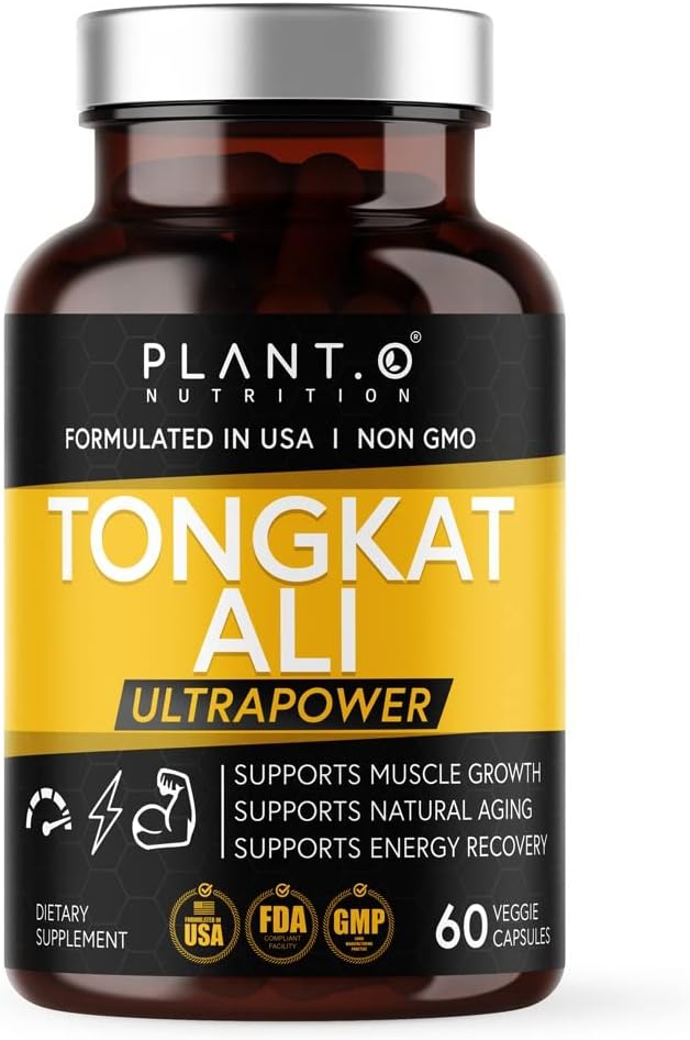 PLANT.O NUTRITION Tongkat Ali Ultrapower - Longjack Extract Supplement for Stamina, Strength, Endurance, Lean Muscle Growth & Recovery - Men's Pre Workout Supplement 60 Capsules Non GMO