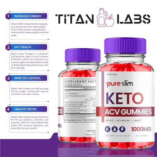(3 Pack) Pure Slim Keto ACV Gummies, Pure Slim Keto ACV Advanced Weight Loss 1000 MG