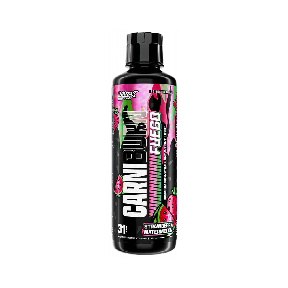 Nutrex Research Carniburn Liquid L Carnitine 3000mg – Thermogenic Liquid Fat Burner for Men & Women with MitoBurn, InnoSlim, GBBGO - Stimulant Free Metabolism Booster - Strawberry Watermelon 31 SV
