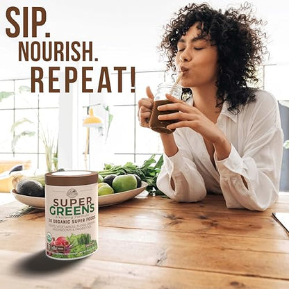 COUNTRY FARMS Super Greens Chocolate Flavor, 50 Organic Super Foods, USDA