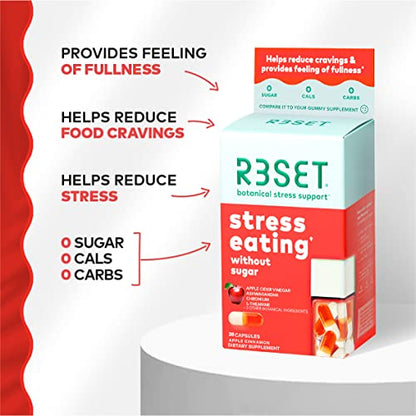 R3SET Stress Eating Daily Supplement Capsules – Apple Cinnamon – 28ct