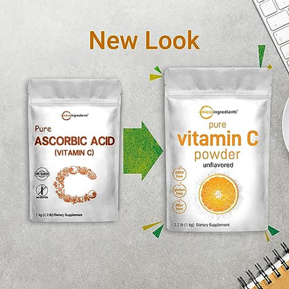 Micro Ingredients Pure Vitamin C Crystal Powder (Water Soluble Vitamin C 1000mg