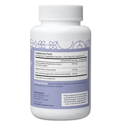 Pattern Wellness Stone Care Complex – Supports Healthy Kidney & Urinary Function – with Chanca Piedra, Chamomile Extract & Boron – 3rd Party Lab Tested – Vegan, Non-GMO - 60 Capsules