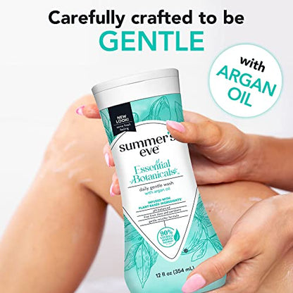 Summer's Eve Essential Botanicals Gentle Wash with Argan Oil, Removes Odor, pH balanced, 12 fl oz