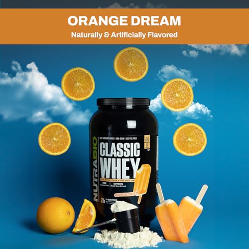 NutraBio Classic Whey Protein Powder- 25G of Protein Per Scoop - Full-Spectrum Amino