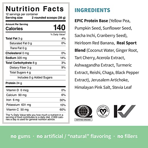 Sprout Living, Epic Protein, Plant Based Protein & Superfoods Powder, Real Sport