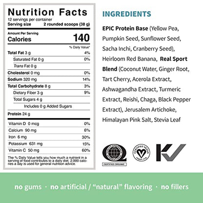 Sprout Living, Epic Protein, Plant Based Protein & Superfoods Powder, Real Sport