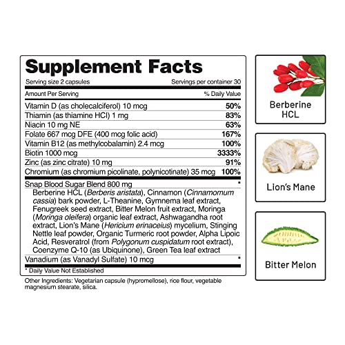 Snap Supplements Blood Sugar Blend - Support Healthy Blood Sugar, 60 Capsules