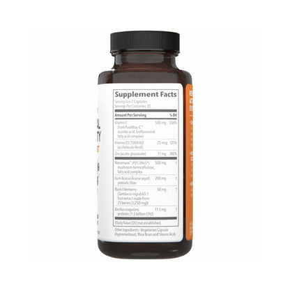 Clinical Immunity - Quick-Start - Immune System Support - Rapid Immunity Response - Boosts Antibodies, B + T + NK Cells, Neutrophils & Macrophagens - Black Elderberry & Pre + Probiotics - 60 Capsules