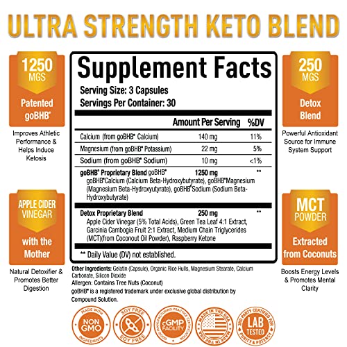 Premium Keto Pills + Apple Cider Vinegar Capsules with Mother - Utilize Fat