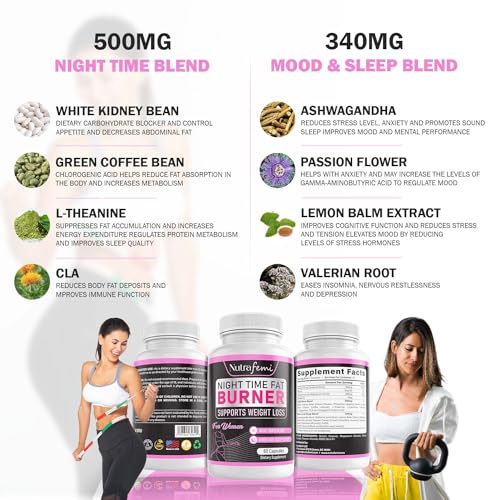 Nutrafemi Night time Fat Burner, Weight Loss Pills for Women – Thermogenic Fat Burner