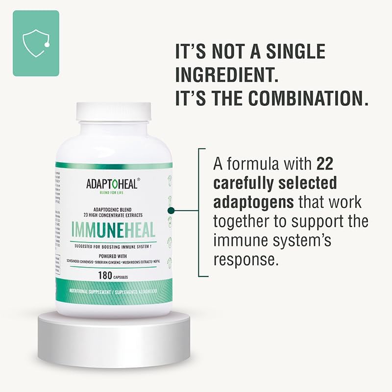 ADAPTOHEAL Immunheal Immune System Support Reishi, Ginseng (180 Caps)