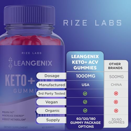 (3 Pack) Leangenix Keto ACV Gummies, Leangenix Keto + ACV for Advanced Weight Loss