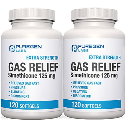 P Puregen Labs Extra Strength Gas Relief Softgels with Simethicone 125 mg
