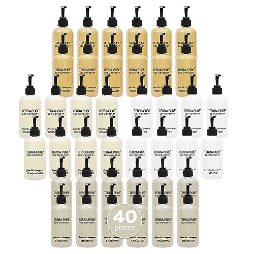 Terra Pure Spa Collection 40 Piece Ecobox All-In-Kit | Green Tea Lemongrass Soap | 12 Shampoo, 8 Conditioner