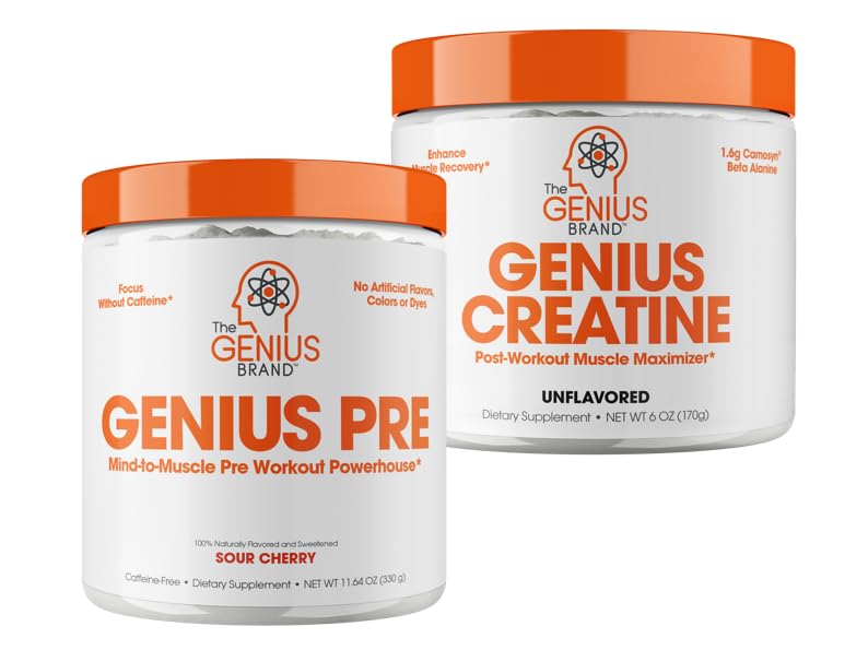 Genius Pre Workout Powder, Sour Cherry, and Genius Micronized Creatine Monohydrate