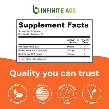 INFINITE AGE: 1250mg Sea Moss Advanced Superfood - High-Potency, Vegan