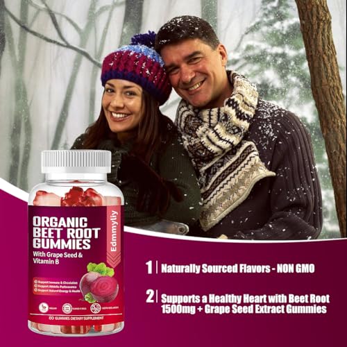Organic Beet Root Gummies 1500mg for Men Women Beet Root for Athletic, Performance