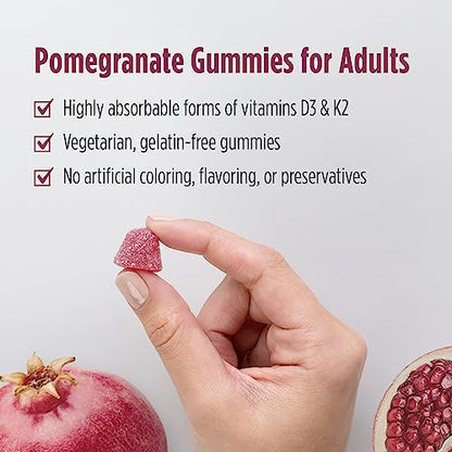 Nordic Naturals Vitamin D3 + K2 Gummies, Pomegranate - 60 Gummies - 1000 IU Vitamin D