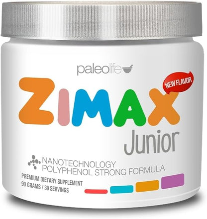 ZIMAX Junior Super ANTIOXIDANT for Children and Adolescents Between 4 and 16 Years - 100% Natural with Vitamin c, Magnesium, and Vitamin d3 - High Absorption Curcumin, Ginger + Minerals