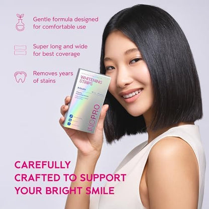 InoPro Teeth Whitening Strips 21 Treatments Kit + InoPro Whitening Hydroxyapatite Toothpaste with Probiotic for Sensitive Teeth 5oz