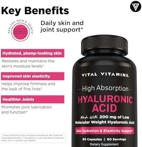 Vital Vitamins Pure Hyaluronic Acid 60 ct + Astaxanthin 60 ct