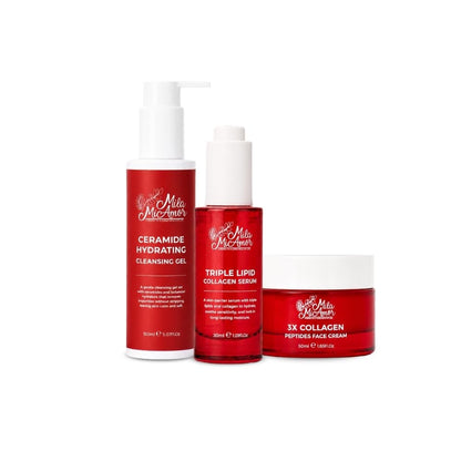 Firm & Glow Skincare Set for Women | 3-Step Daily Face Care Routine Kit | Ceramide Cleansing Gel, Triple Lipid Collagen Serum & Peptides Face Cream | Deep Hydration | All Skin Types