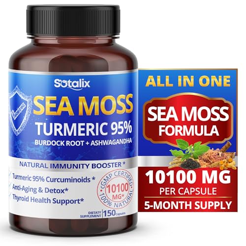 Sotalix Sea Moss Capsule 10100mg with Ashwagandha, Burdock Root, Bladderwrack