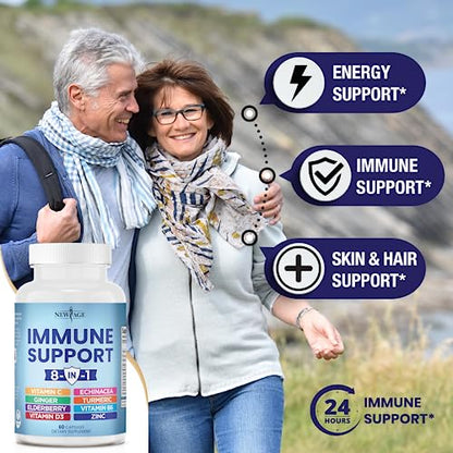 NEW AGE 8 in 1 Immune Support Booster Supplement with Echinacea, Vitamin C and Zinc