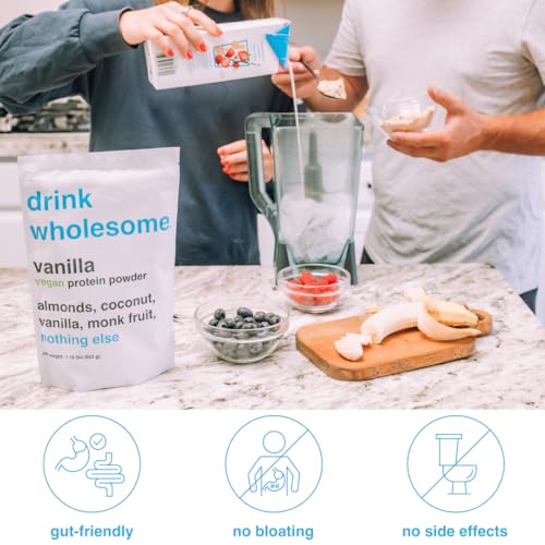 drink wholesome Vegan Vanilla Almond Protein Powder | for Sensitive Stomachs