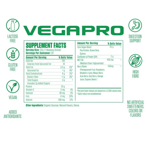 VegaPro Vegan Protein | #1 Rated Plant Based Protein Powder & Super Fruits w/ 20g Protein