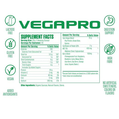 VegaPro Vegan Protein | #1 Rated Plant Based Protein Powder & Super Fruits w/ 20g Protein