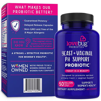Lovebug Yeast + Vaginal pH Support | Clinically Studied Ingredients for Yeast & UTIs