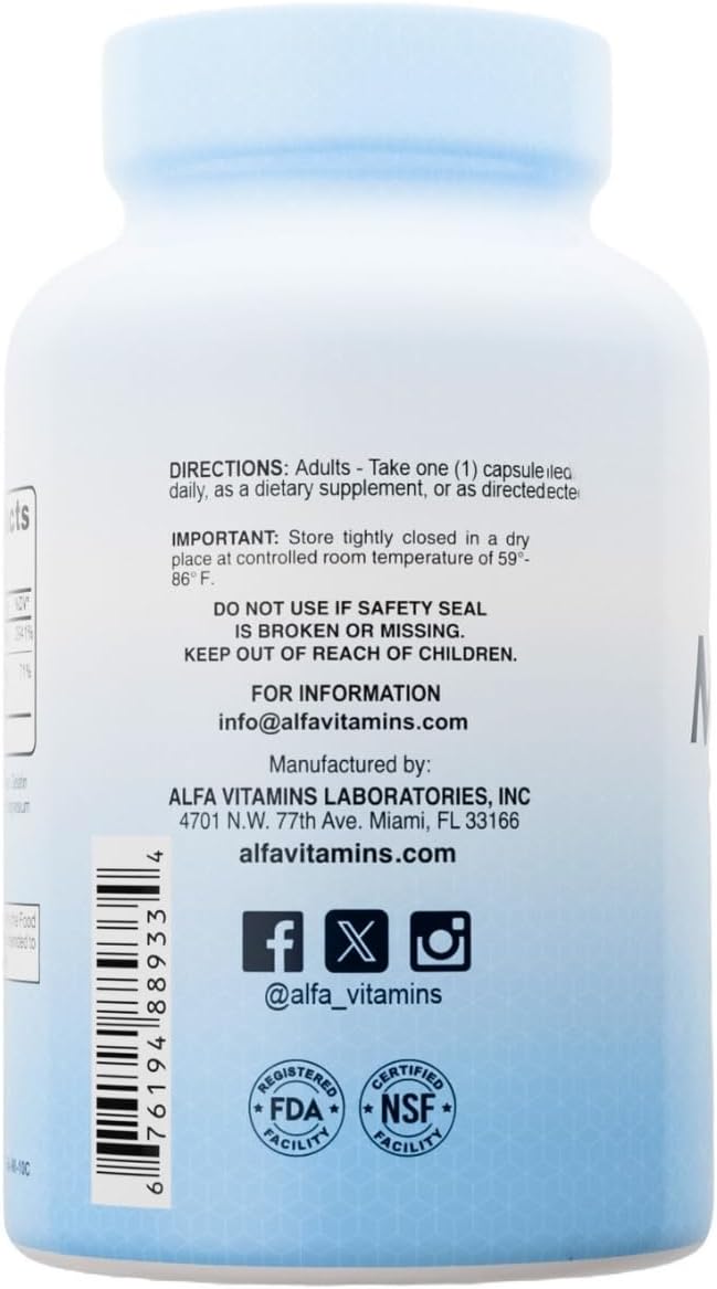 Magnesium Plus B-6 500 Mg by Alfa Vitamins - Cardiovascular Health - Supports Energy Production &r Enzyme Function - 100 Capsules
