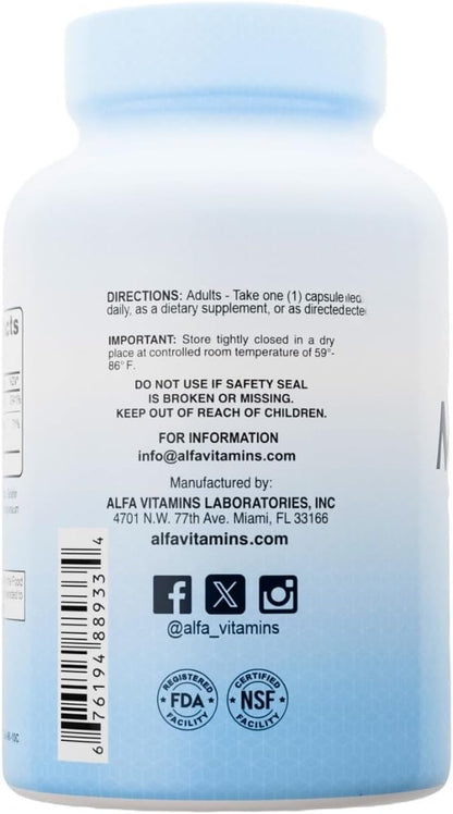 Magnesium Plus B-6 500 Mg by Alfa Vitamins - Cardiovascular Health - Supports Energy Production &r Enzyme Function - 100 Capsules