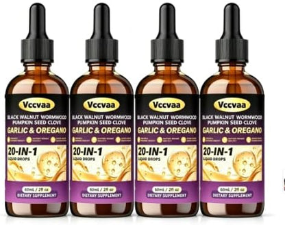 Gentle Intestinal Wellness Herbal Drops, 4 Bottles 80mL Each, 20-in-1 Natural Wormwood Black Walnut Clove Blend, Supports Everyday Digestive Comfort & Internal Balance