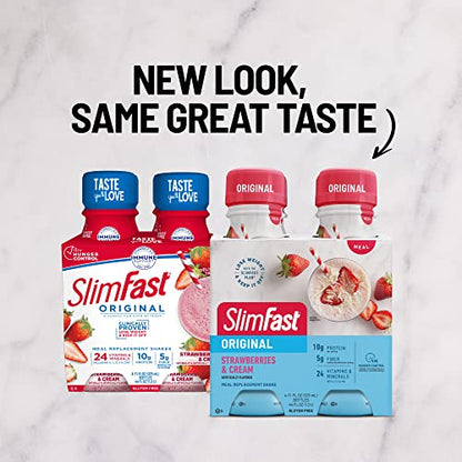 SlimFast Meal Replacement Shake, Original Strawberries & Cream, 10g of Ready to Drink