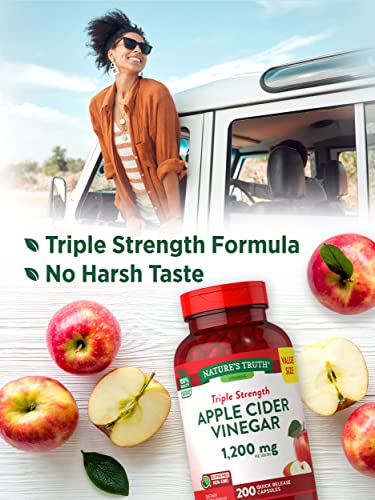 Nature's Truth Apple Cider Vinegar Capsules | 1200mg | 200 Pills | Extra Strength | Value Size