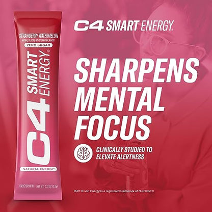 C4 Smart Energy Powder Stick Packs - Sugar Free Performance Fuel & Nootropic Brain