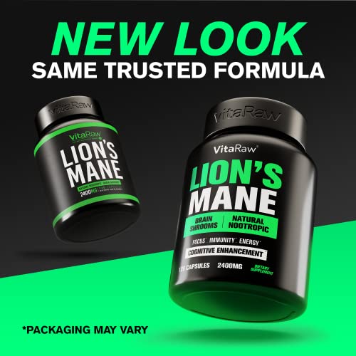 Organic Lions Mane Supplement Capsules 2400 mg - Powerful Nootropic - Helps Maintain