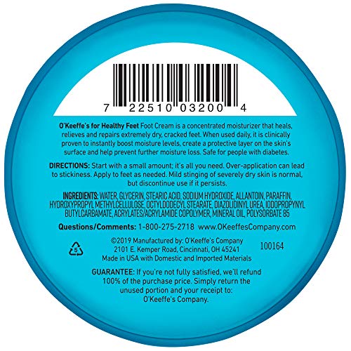 O'Keeffe's for Healthy Feet Foot Cream, Guaranteed Relief for Extremely Dry, Cracked Feet