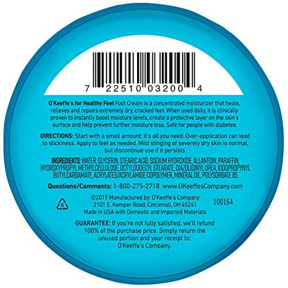 O'Keeffe's for Healthy Feet Foot Cream, Guaranteed Relief for Extremely Dry, Cracked Feet