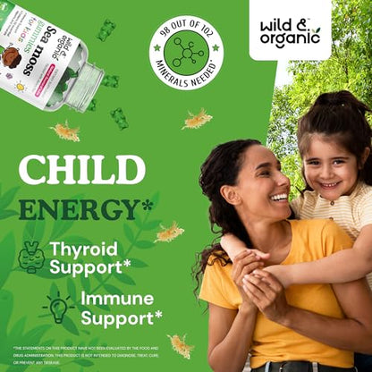 Wild & Organic Sea Moss Gummies for Kids - Vitamins & Iodine Rich Sea Moss Gummy