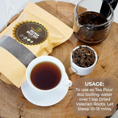 Cure wid Pure Organic Valerian Root Tea - Cut,Sifted & Non-Irradiated Valerian Tea Promotes