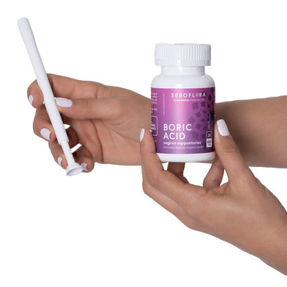 SEROVERA Seroflora Boric Acid Vaginal Suppositories 600 mg + Suppository Applicators Bundle
